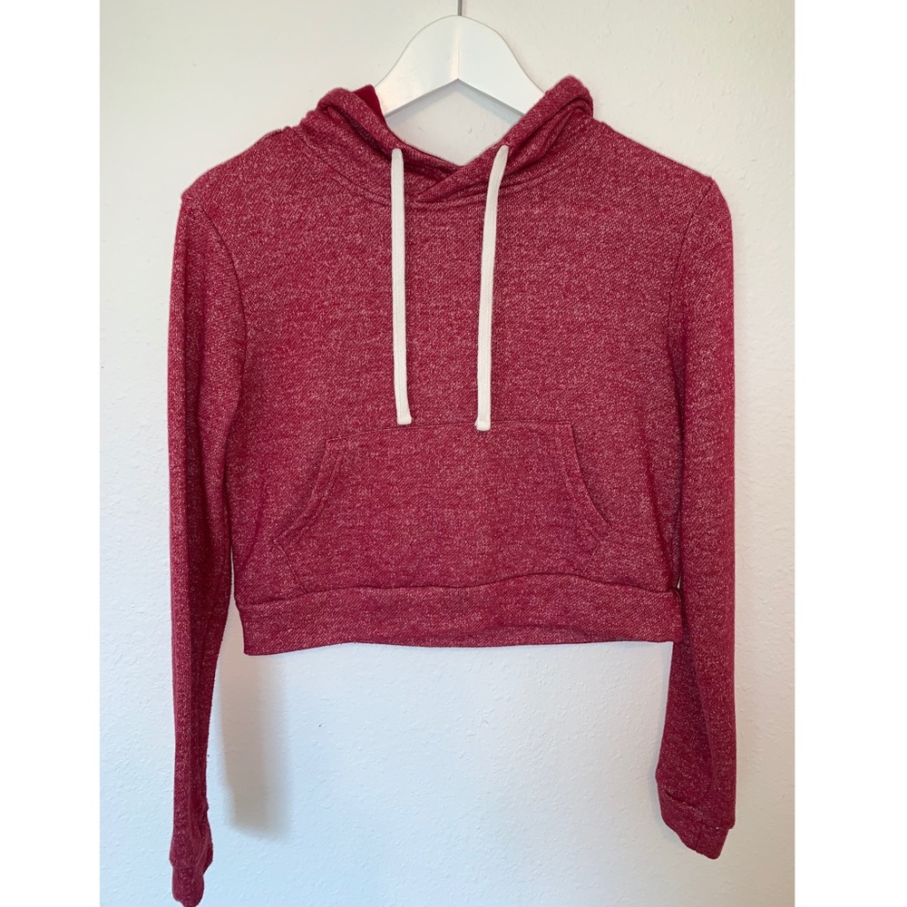 FOREVER21 red cropped hoodie
